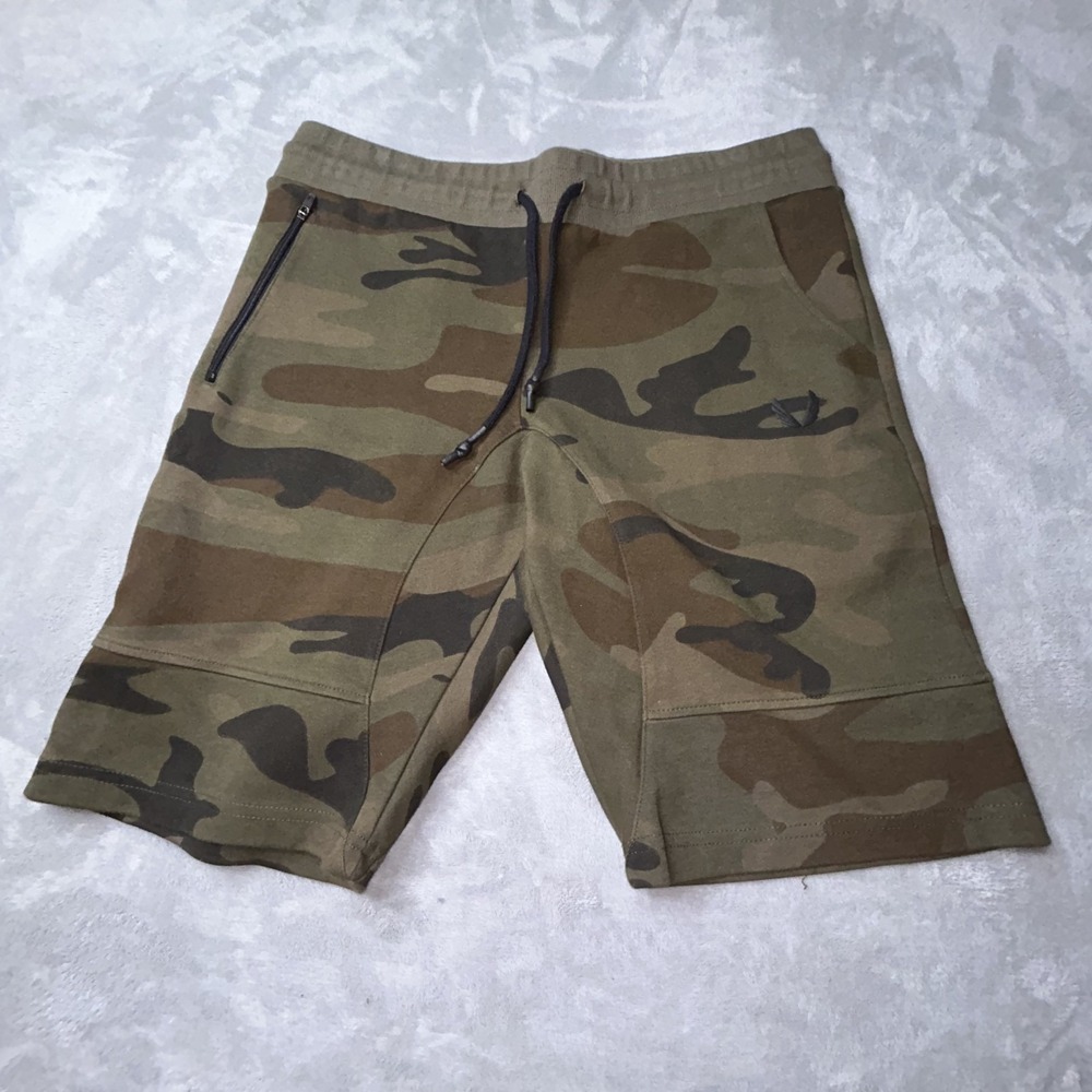 ASRV Men's XL Camo Technical Sportswear Sweat Shorts Green Camouflage Gym